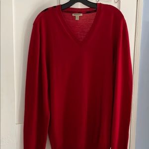 Red Burberry Tall checkered V neck sweater XXL
